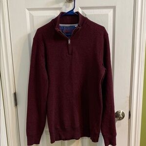 Robert Graham Quarter Zip Pullover Sweater Red Maroon Men's Size Large